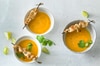 Karotten-Süsskartoffel-Suppe mit Pouletspiessli