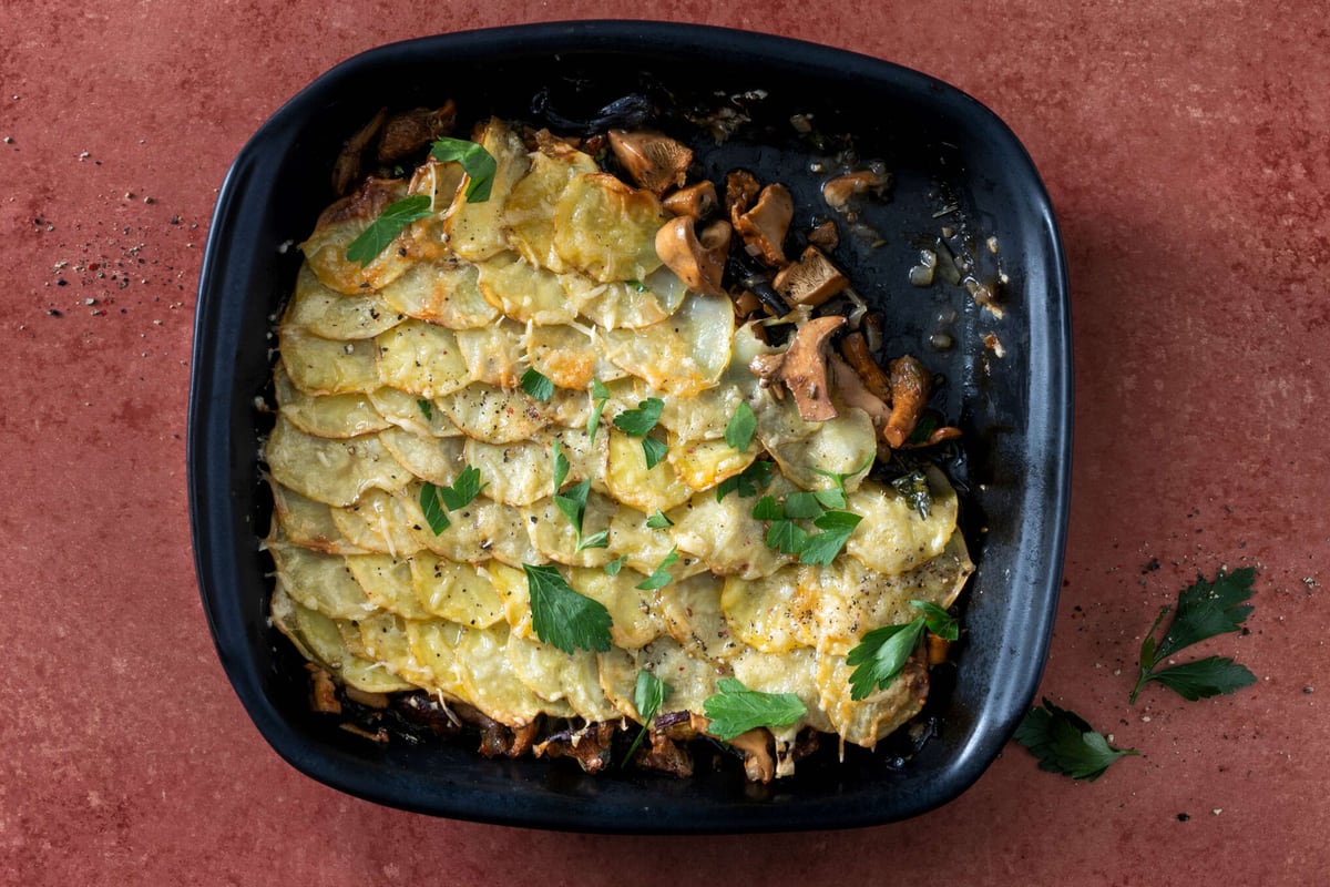 Gratin de pommes de terre aux champignons