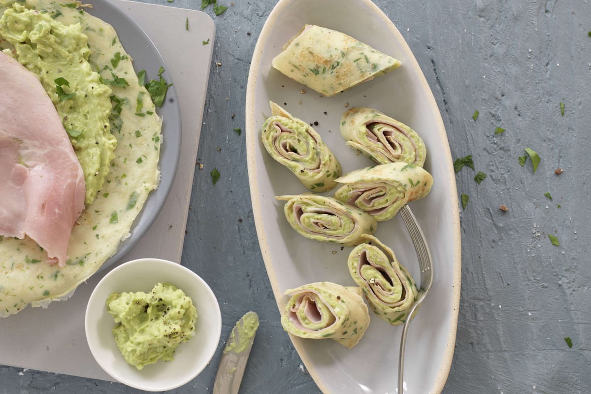 Crêpe alle erbe con prosciutto senza lattosio