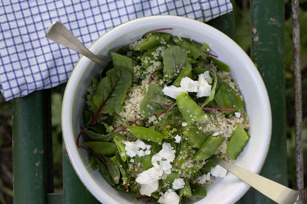 Couscous mit Kefen und Feta