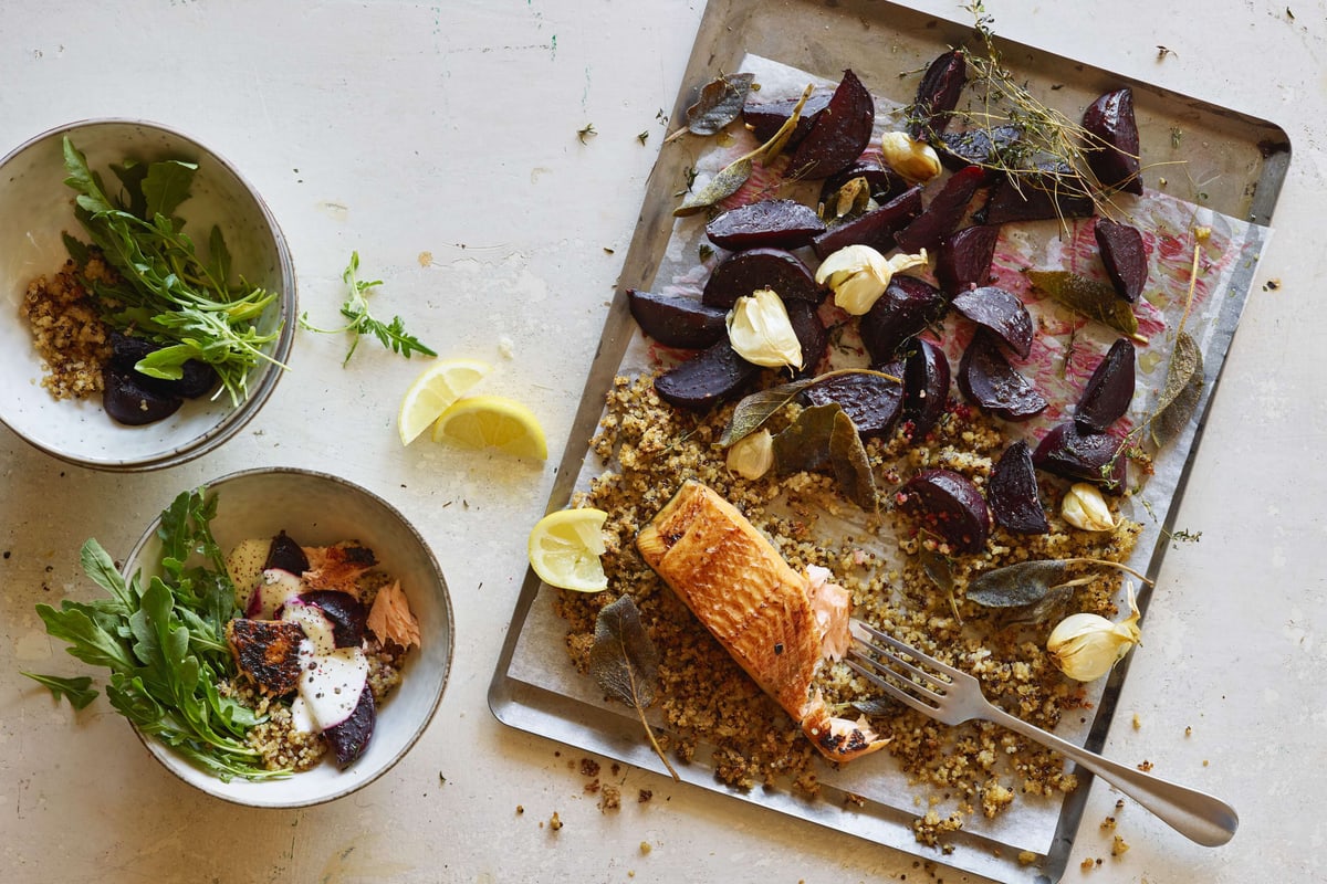 Randen mit gezupftem Lachs