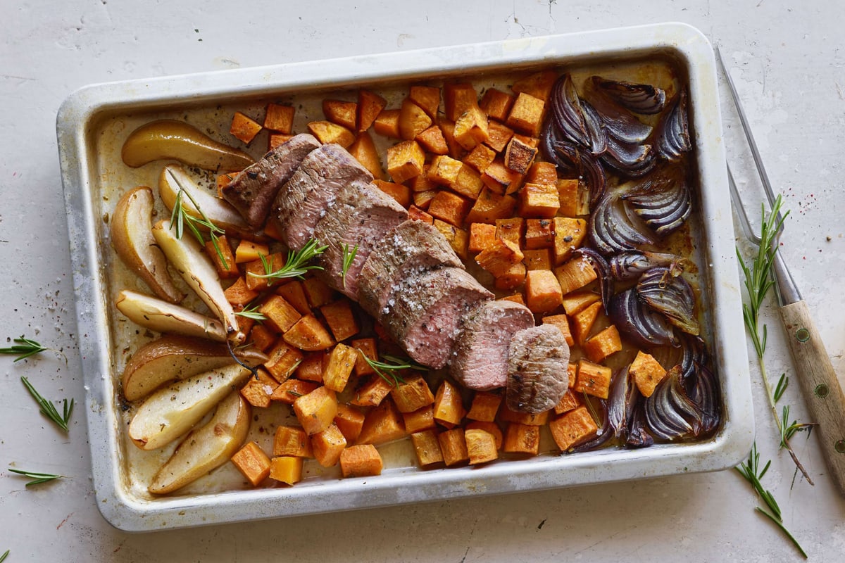 Lamm mit Süsskartoffeln und Birne