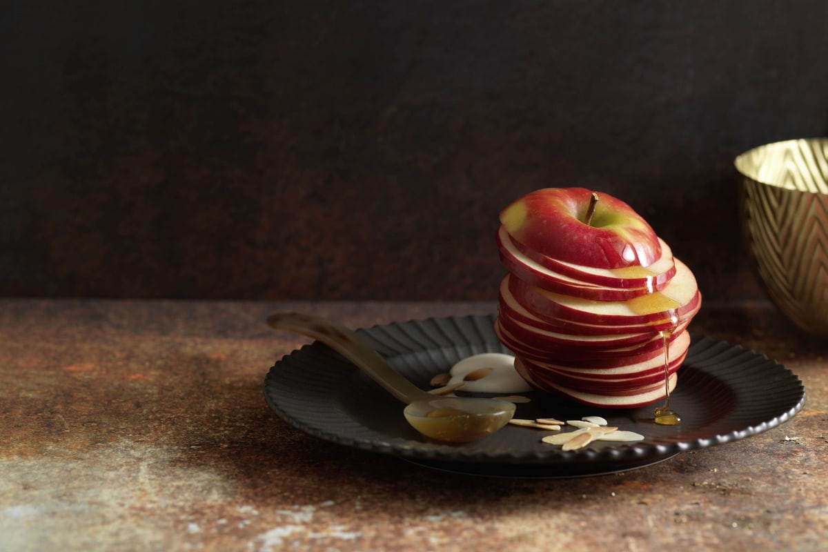 Pomme avec crème acidulée au miel