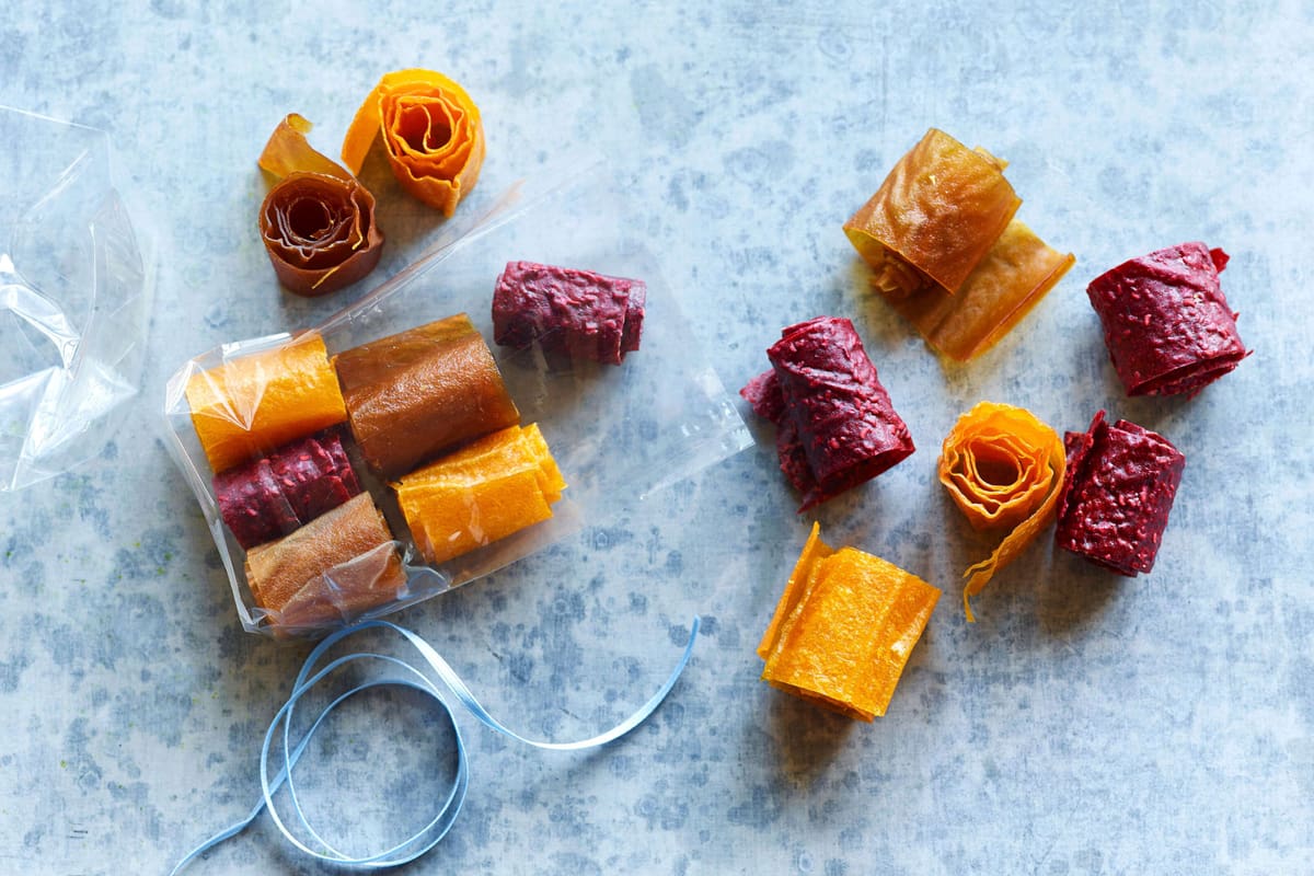 Rotolini di frutta essiccata