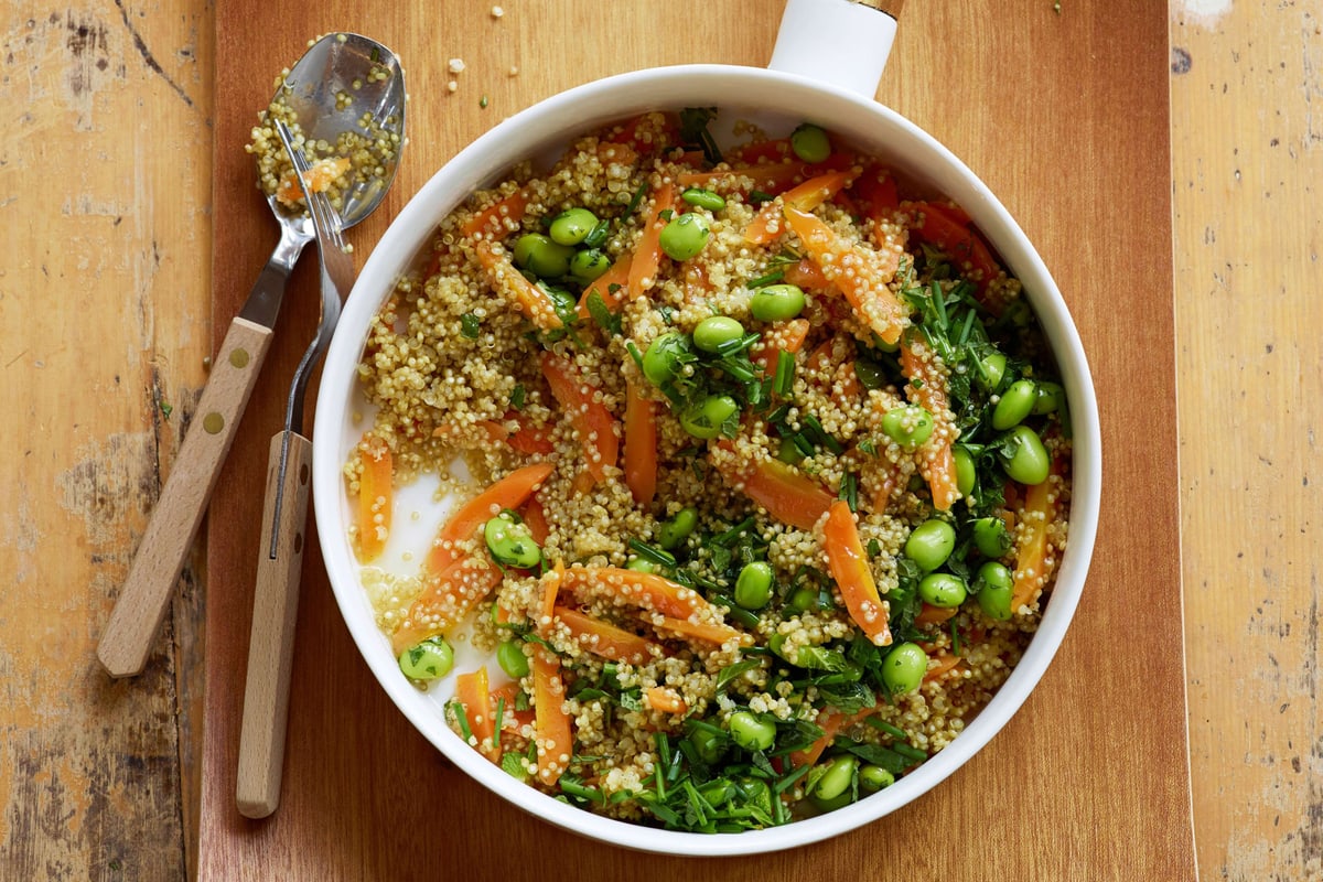 Quinoa e carote con edamame