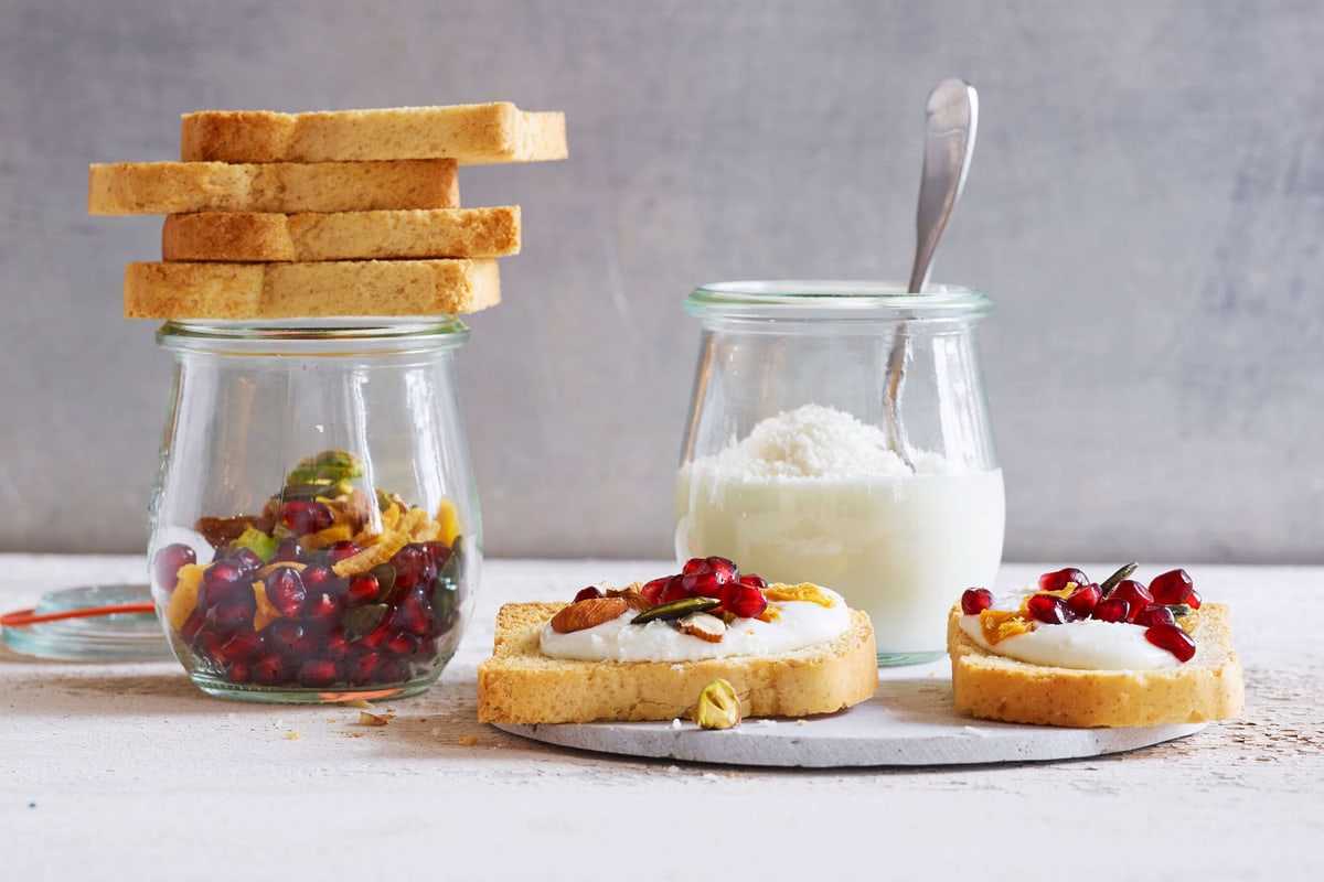 Zwieback d'épeautre au yogourt et aux fruits secs