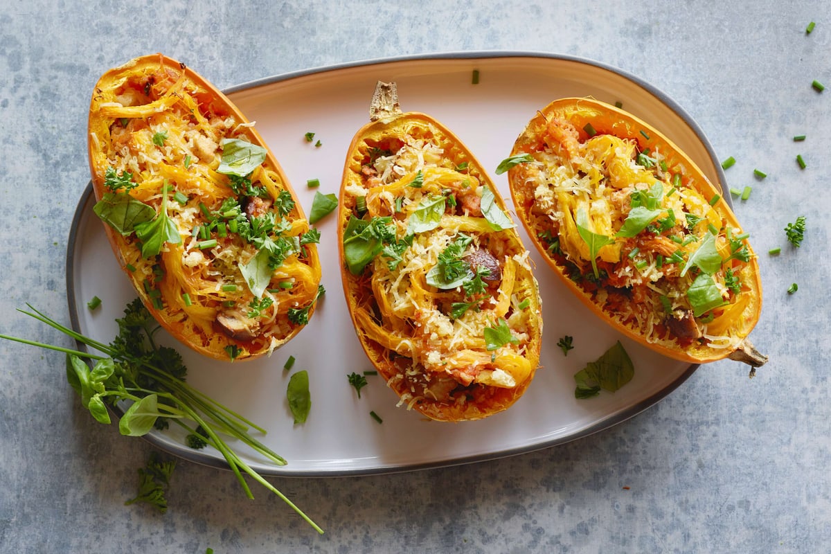 Zucca spaghetti gratinata