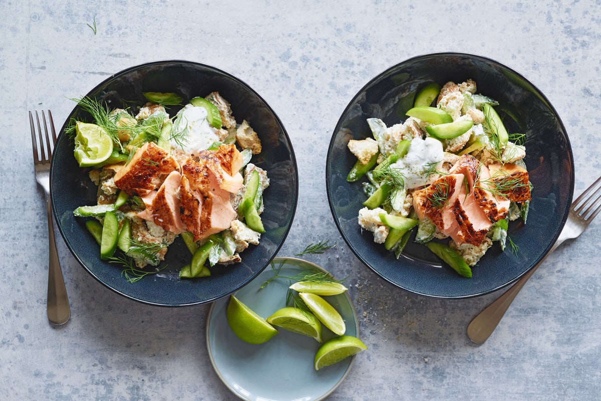 Salade croquante saumon-concombres