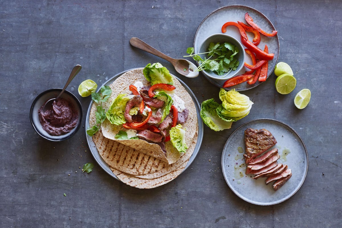 Fajita con manzo e fagioli