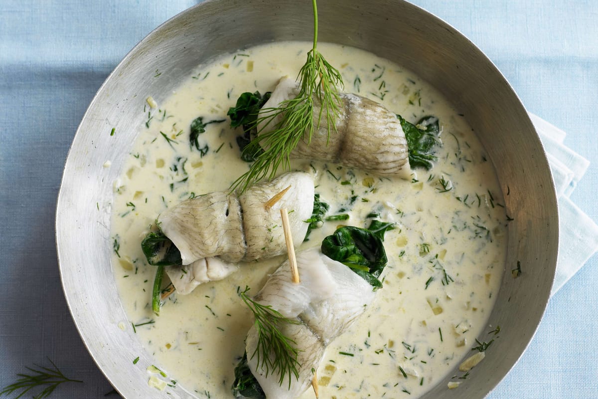 Rouleaux de poisson aux épinards