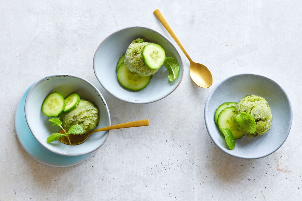 Gurke-Banane-Minze-Sorbet