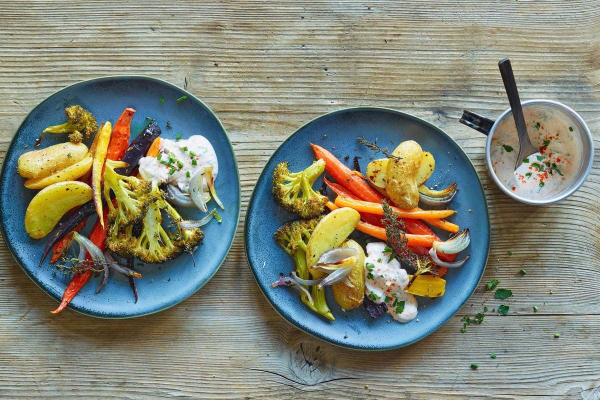 Légumes au four avec séré aux fines herbes