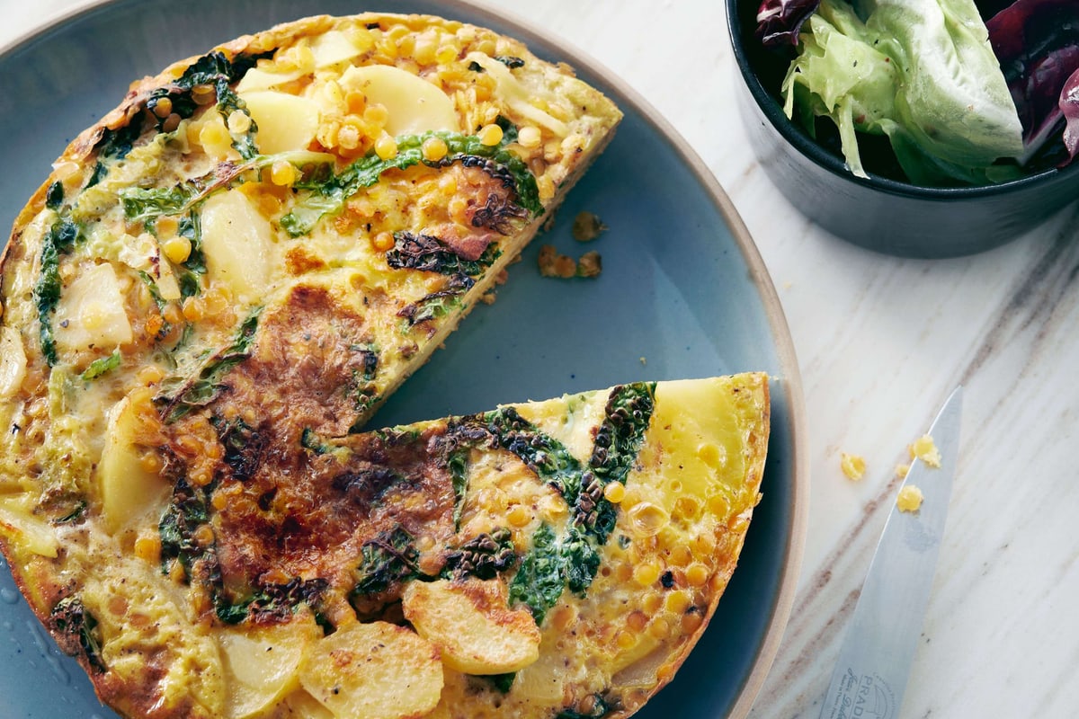 Linsen-Tortilla mit Wirz