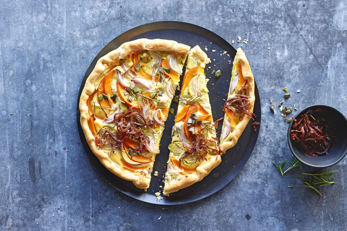 Kürbisquiche mit Bündnerfleisch