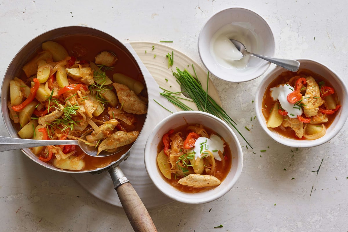 Spezzatino di pollo con crauti