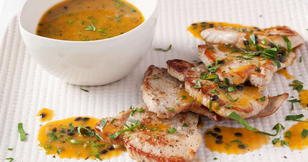 Kalbsschnitzel mit Passionsfrucht-Sauce | Rezept