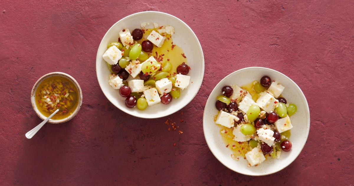 Marinierte Fetawürfel mit Trauben | Rezept
