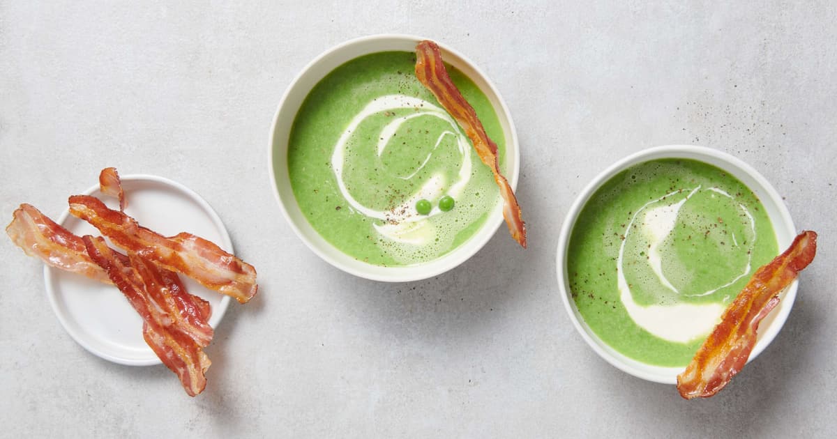Velouté de petits pois au lard | Recette