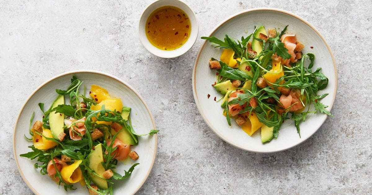 Rauchlachs Mango Salat Mit Croutons Migusto