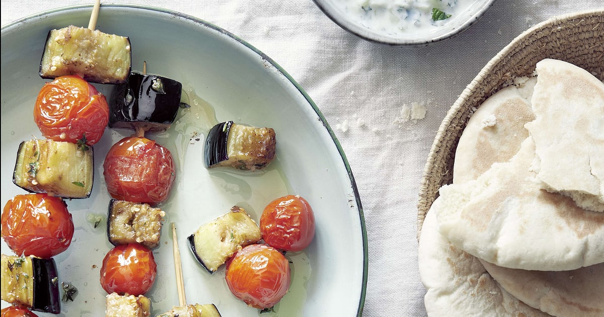 Auberginen-Spiessli mit Minze-Tsatsiki | Rezept
