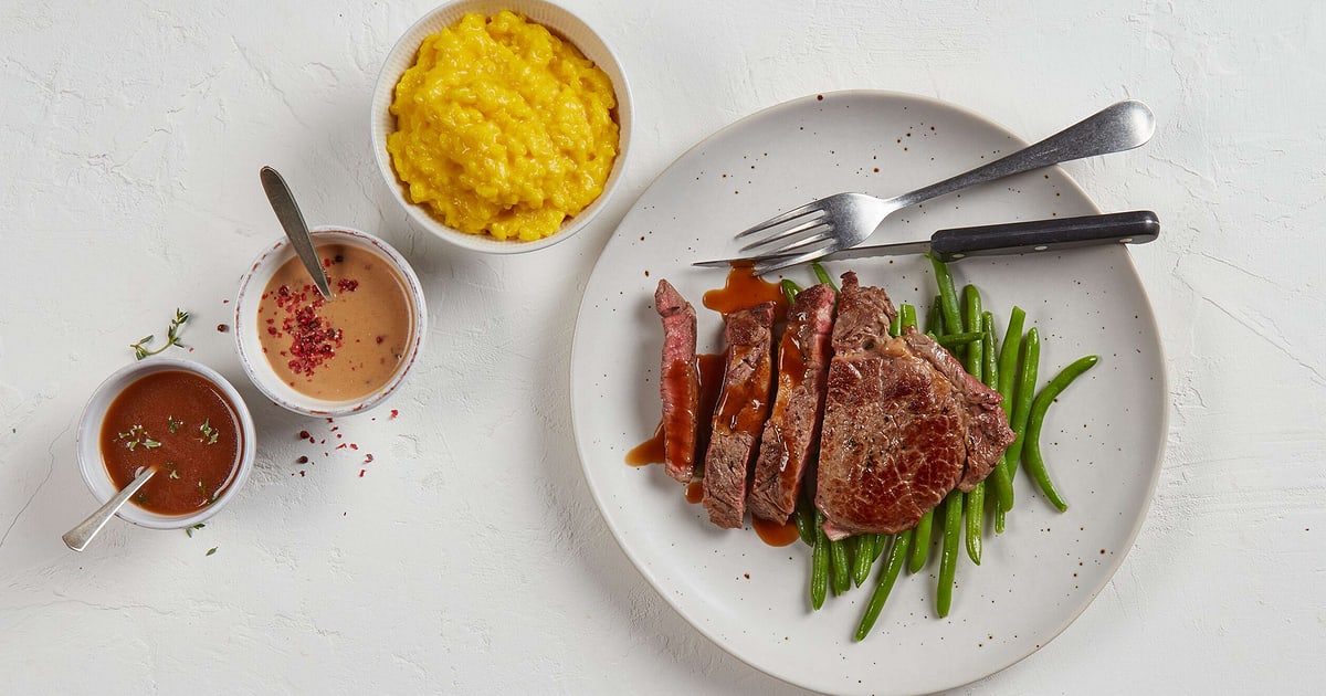 Entrecôte parisienne avec trio de sauces Migusto