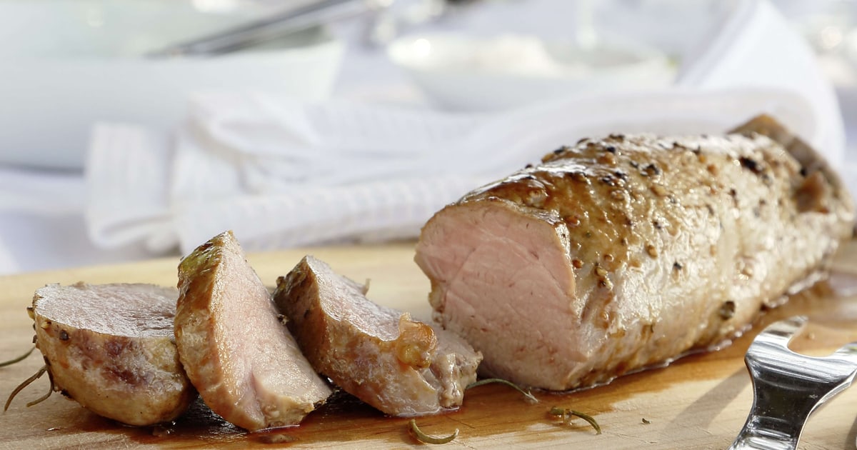 Filet mignon de porc au miel avec vinaigrette à la menthe | Recette