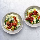 Purée de pommes de terre et de légumes avec lard