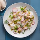 Salade de radis avec saucisse blanche