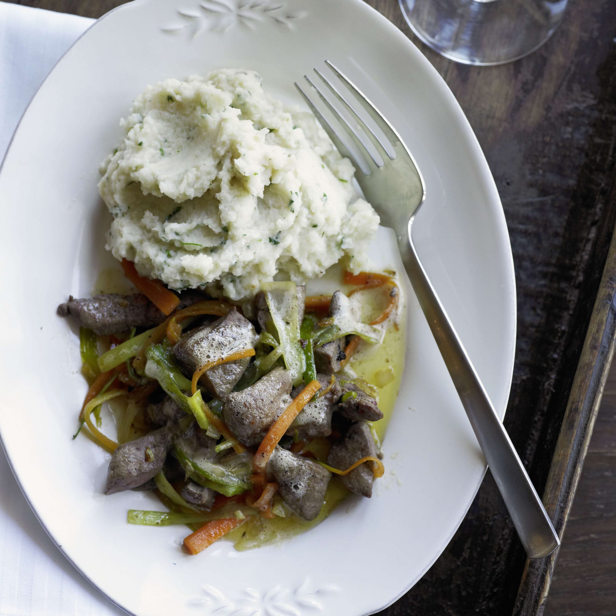 Kalbsleberschnitzel mit Selleriepüree | Rezept