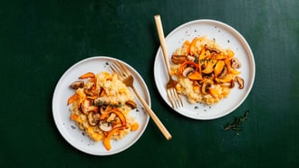 Veganer Kürbisrisotto mit Pilzen