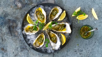 Huîtres avec vinaigrette à l'échalote