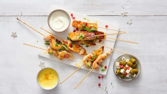 Poulet- und Halloumi-Spiessli
