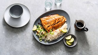 Salmone teriyaki con riso