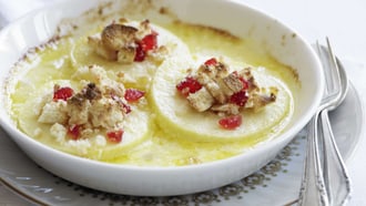 Rahmäpfel mit Amaretti-Haube