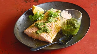 Lachs mit Korianderpesto