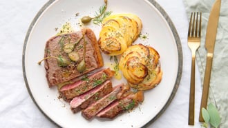 Entrecôte con patate croccanti