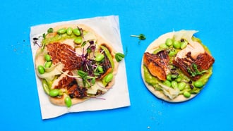 Pita au saumon flambé