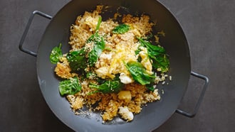 Riso al sesamo con spinaci e limone
