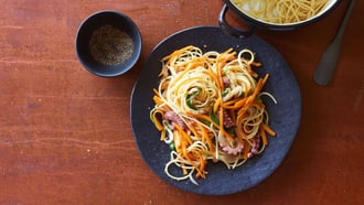 Spaghetti à la courge et au poulpe