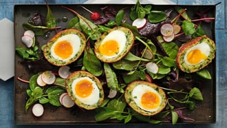 Vegetarische Scotch Eggs mit Kräutern
