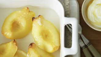 Coings confits avec yogourt au miel