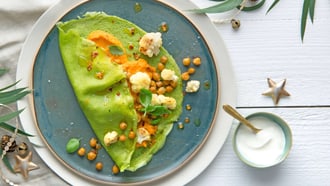 Crêpe agli spinaci con patate dolci