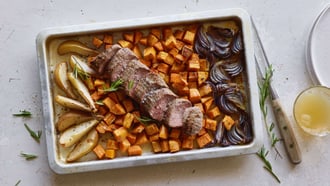 Lamm mit Süsskartoffeln und Birne