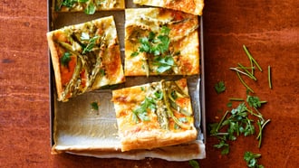 Torta di formaggio con zucca e fagiolini verdi