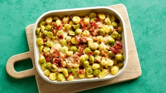 Gratin di cavoletti di Bruxelles e castagne