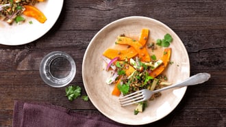 Kürbis mit Linsen-Apfel-Salat