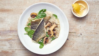 Orge à la truite et aux champignons