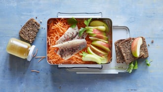 Karotten-Apfel-Salat mit Räucherforelle