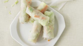 Sommerrollen mit Salat, Karotte und Mungobohnensprossen