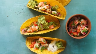 Tacos mit Crevetten und Avocadocreme